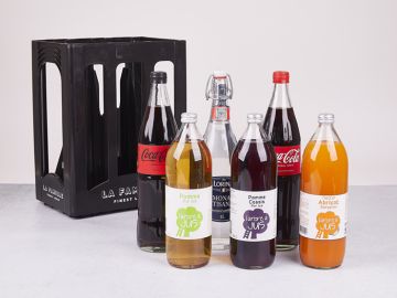 CAISSE DE 6 SOFTS ET JUS 1L EN VERRE