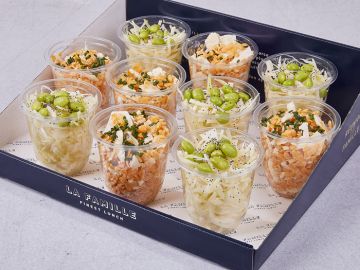 COFFRET MINI SALADES CHOU BLANC WASABI LENTILLE CORAIL