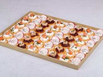 ANCIEN PLATEAU BLINIS FOIE GRAS - SAUMON GRAVELAX - TARTUFATA