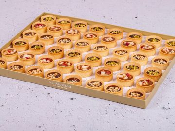 PLATEAU TARTELETTES POMME CARAMEL - NOISETTE - CHOCOLAT PISTACHE x 48