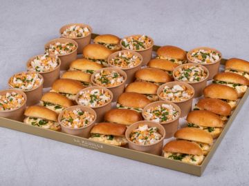 PLATEAU MIX VERRINE LENTILLE CORAIL MINI BRIOCHE MIMOSA